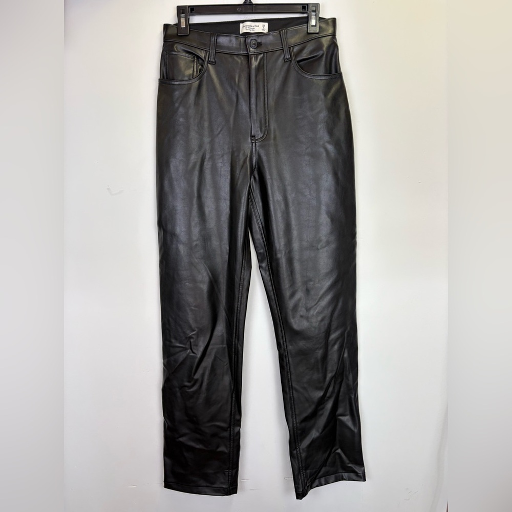 Abercrombie & Fitch 90’s Straight Ultra High Rise Faux Leather Pants/ Size 29 - Picture 2 of 8
